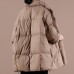 Warm chocolate goose Down coat Loose fitting winter jacket stand collar Large pockets Warm outwear