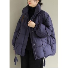 Purple Casual Duck Down Winter Coats Zip Up Winter