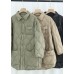 Elegant Khaki PeterPan Collar Pockets Button Winter Duck Down Coat