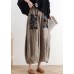 2021 summer original design linen nude patch retro wide-leg pants