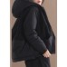 Fashion Black hooded Patchwork Zippered Long Sleeve Winter Coat