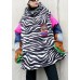 Elegant striped casual outfit oversized snow jackets hooded patchwork coats