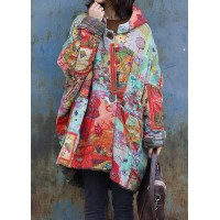 fine red prints winter coats trendy plus size snow jackets hooded patchwork winter coats