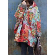 fine red prints winter coats trendy plus size snow jackets hooded patchwork winter coats