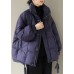 Purple Casual Duck Down Winter Coats Zip Up Winter