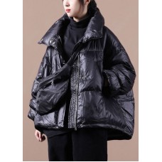 Handmade Black fashion zippered Button Winter Duck Down Jacket