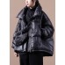 Handmade Black fashion zippered Button Winter Duck Down Jacket