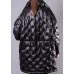 Fine Black Duck Down Coat Plus Size Stand Collar Winter Jacket Batwing Sleeve New Overcoat