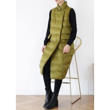 thick yellow green casual outfit casual down jacket stand collar sleeveless winter outwear