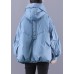 Unique Blue hooded Cloak Warm Winter Duck Down Puffers Coat