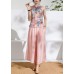 Summer  elastic waist pink temperament wide-leg pants