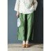 Original design cotton and linen pants retro elastic waist wide-leg pants