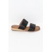 Sally Black Leather Woven Slide