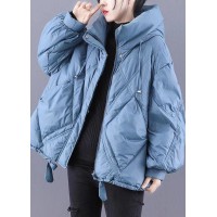 Unique Blue hooded Cloak Warm Winter Duck Down Puffers Coat