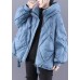 Unique Blue hooded Cloak Warm Winter Duck Down Puffers Coat