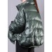 Elegant blackish green warm winter coat trendy plus size stand collar zippered Casual Jackets