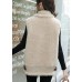 Bohemian Khaki Zip Up Pockets Faux Fur Winter Vest