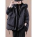 Fine plus size down jacket overcoat black hooded fur collar goose Down coat