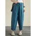 Blue loose casual plus size lace hemp cropped pants